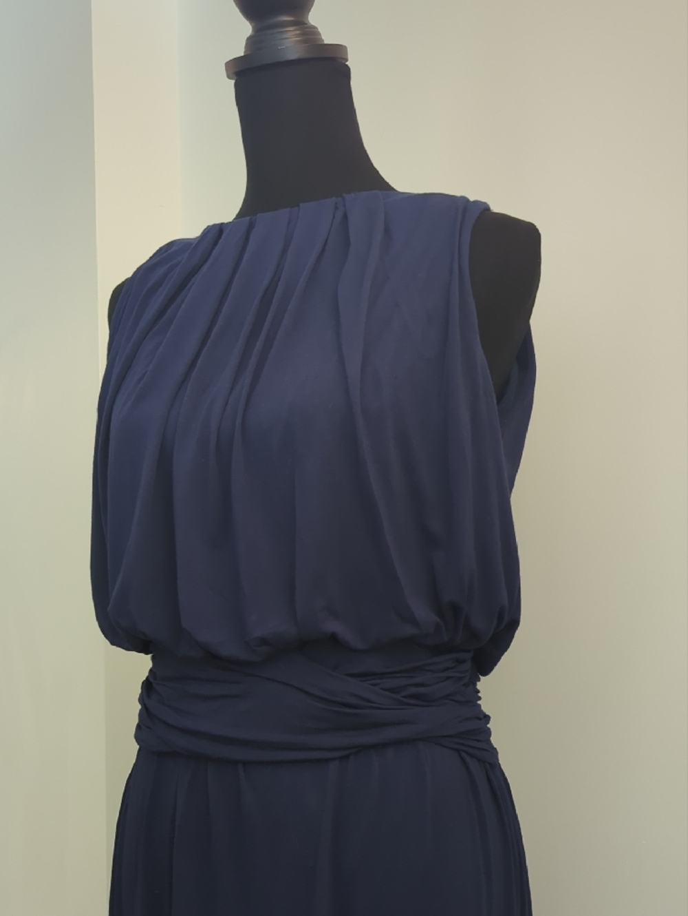 Max Studio Navy Sleeveless Blouson Waist Maxi Dress